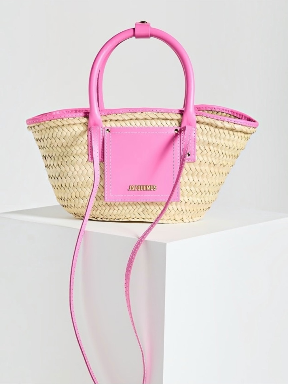 Jacquemus Le Petit Panier Soli Woven
Top Handle Tote Crossbody Handbag Pink NEW